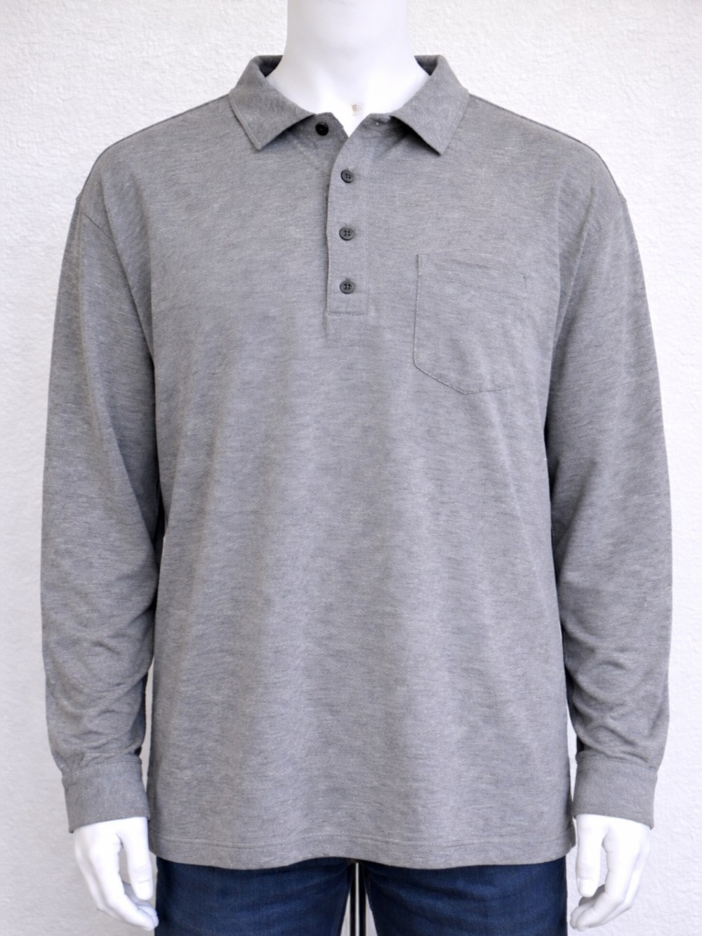 Polo Ralph Lauren Gray Long Sleeve Polo Shirt XXL Pocket 4-Button Casual